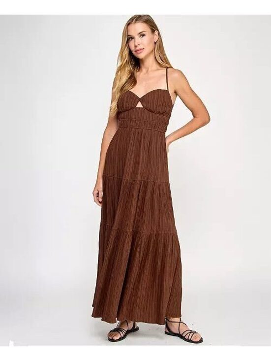 City Studio Dresses & Skirts - City Studios Juniors' Textured Keyhole Strappy Maxi Dress